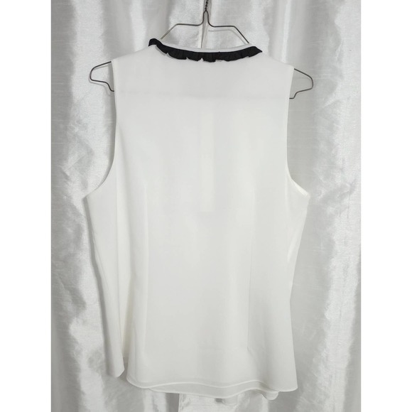 LOVELY Freeway lace shirred pearl button BLOUSE black white - Picture 3 of 3